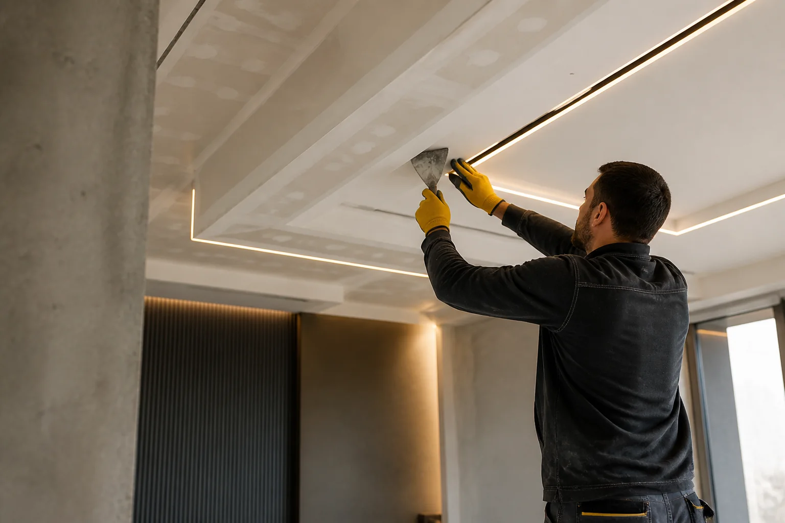 Professional plasterboard and false-ceiling installation
