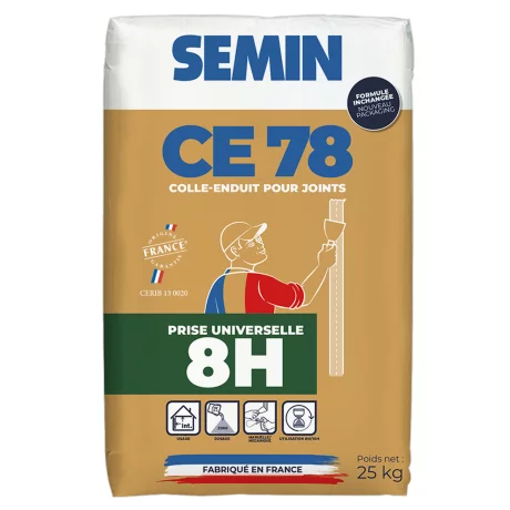 ENDUIT JOINT PLAQUE DE PLATRE CE78 8H 25 KG SEMIN